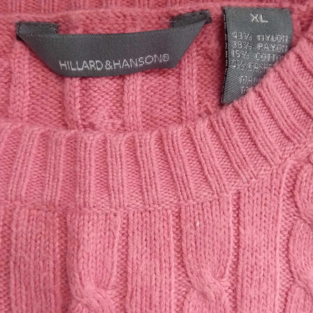 Hillard & Hanson Pink Cable-Knit Cashmere Blend Pullover Sweater, Size XL - Picture 3 of 10